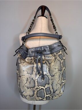 Coach Madison Marielle Python-Embossed Drawstring Shoulder Bucket Bag 17019